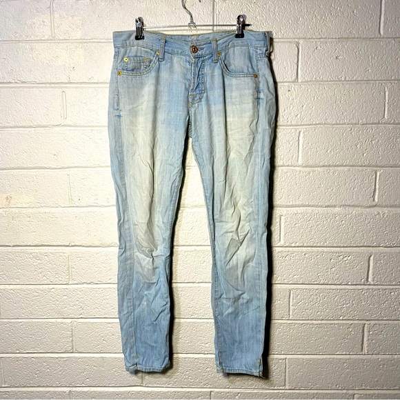 7 for All Mankind Lightweight Jeans LowRise Light Wash Josefina Skinny Boyfriend - Picture 2 of 15
